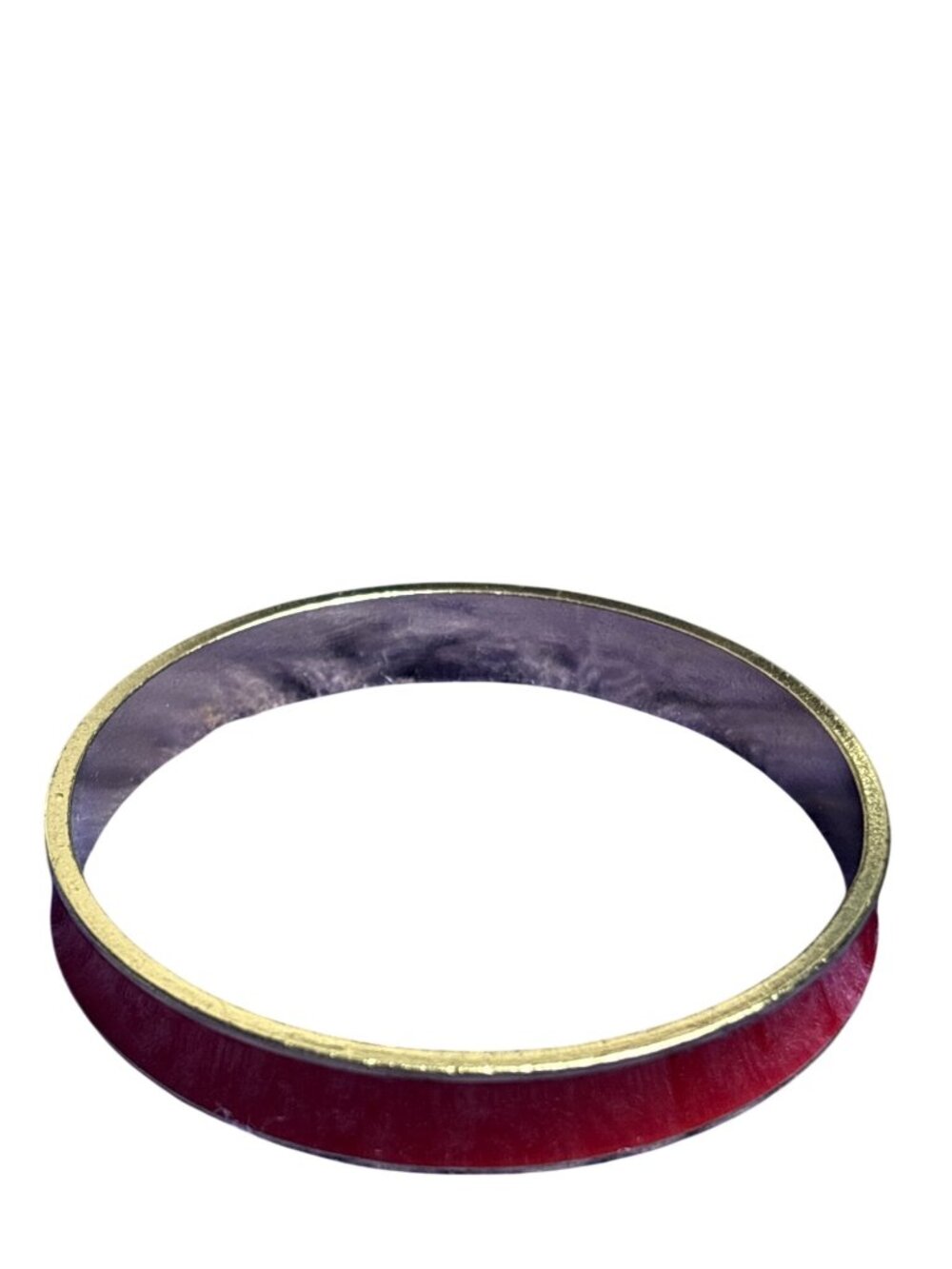 Vintage Goldtone Red Enamel Bangle Bracelet 7.75 inches
